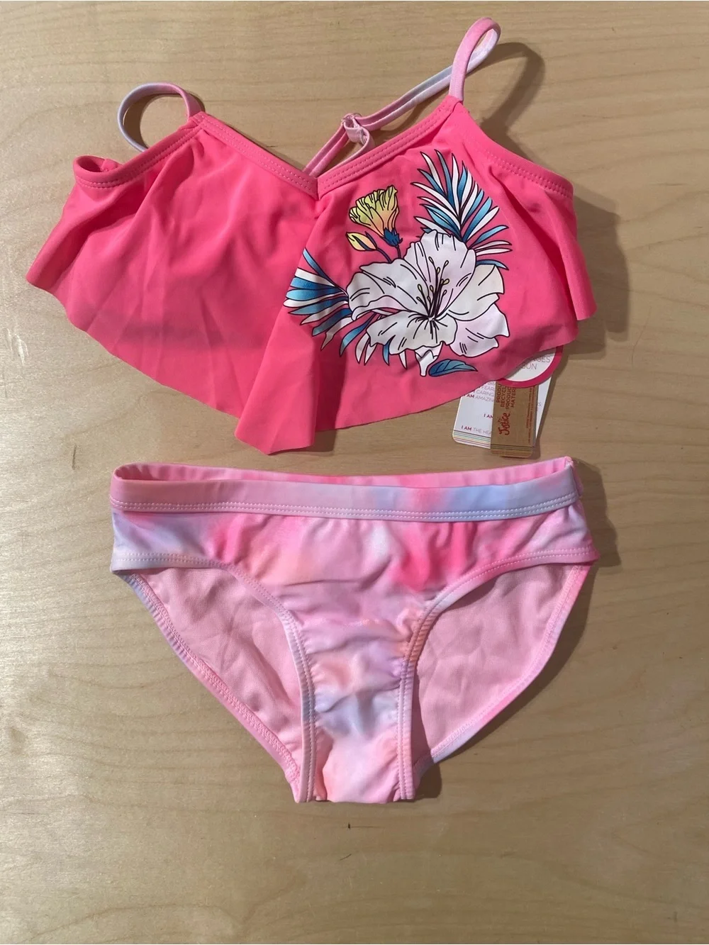 Justice Pink Girls Swim Set Top and Bottom 10 (RG)